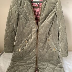 New Anthropologie Long Bomber Jacket Coat Size XS Quilted Moss NWT